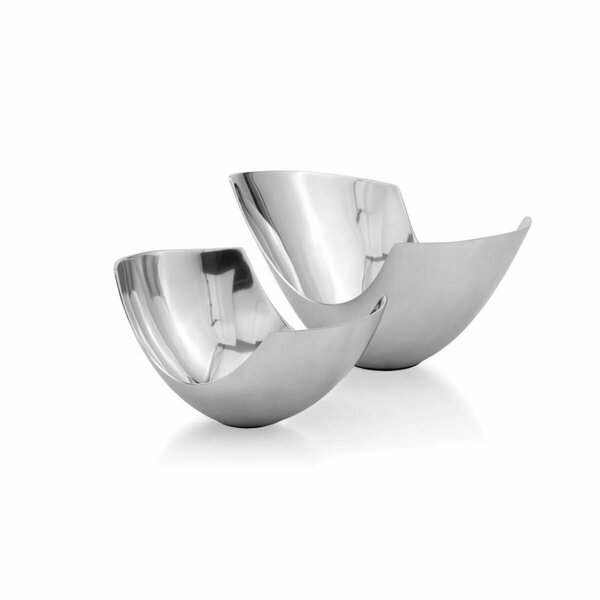 Tarifa Mod Aluminum Scoop Centerpiece Bowls, Silver - Set of 2 TA3105031